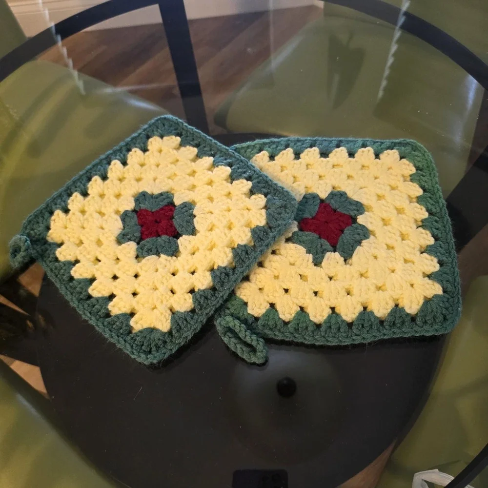 2 Handmade Crochet Pot Holders 8.5